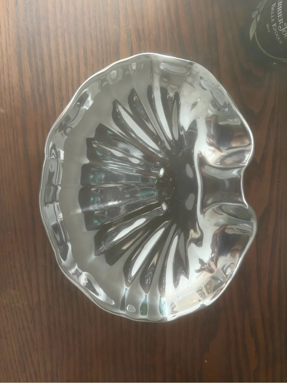 Vintage Wilton armetele fluted scallop shell serving bowl polished pewter style